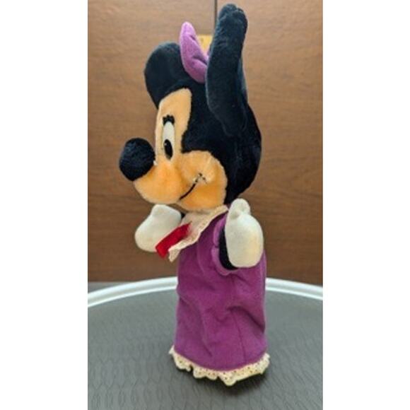 Vintage Minnie Mouse Hand Puppet Walt Disney Productions Purple Bow Dress Lace - Picture 12 of 13